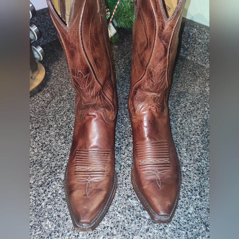 Lucchese Dark Brown Leather Cowboy Boots